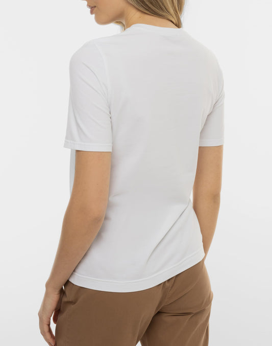 Arber Women’s Slim Fit Crew Neck T-Shirt – 95% Cotton 5% Elastane, Breathable Stretch Basic Short Sleeve Tee, Black & White