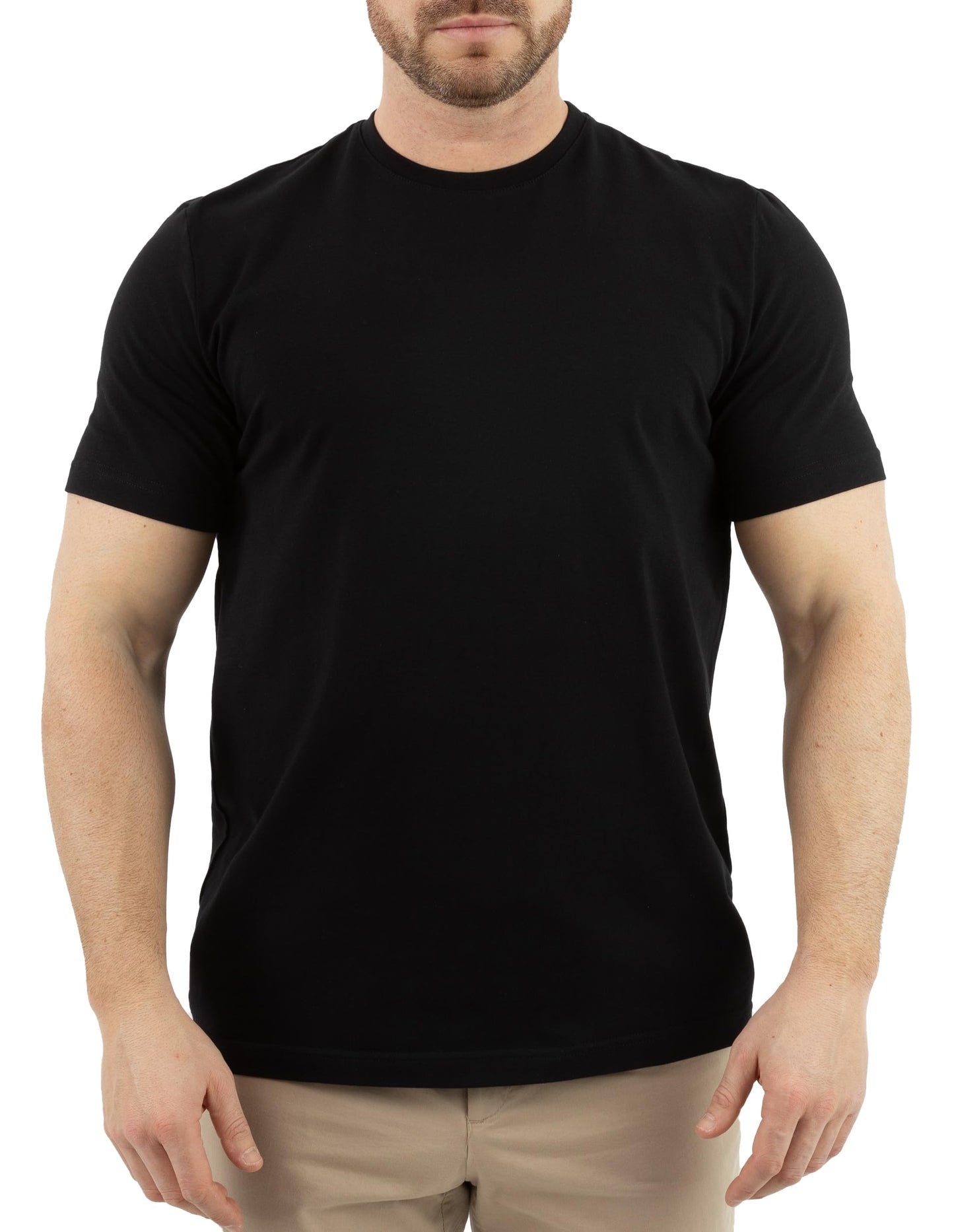 Arber Men's Cotton Crew Neck Short Sleeve T-Shirt, Soft Classic Fit, S-3XL, Black Navy White