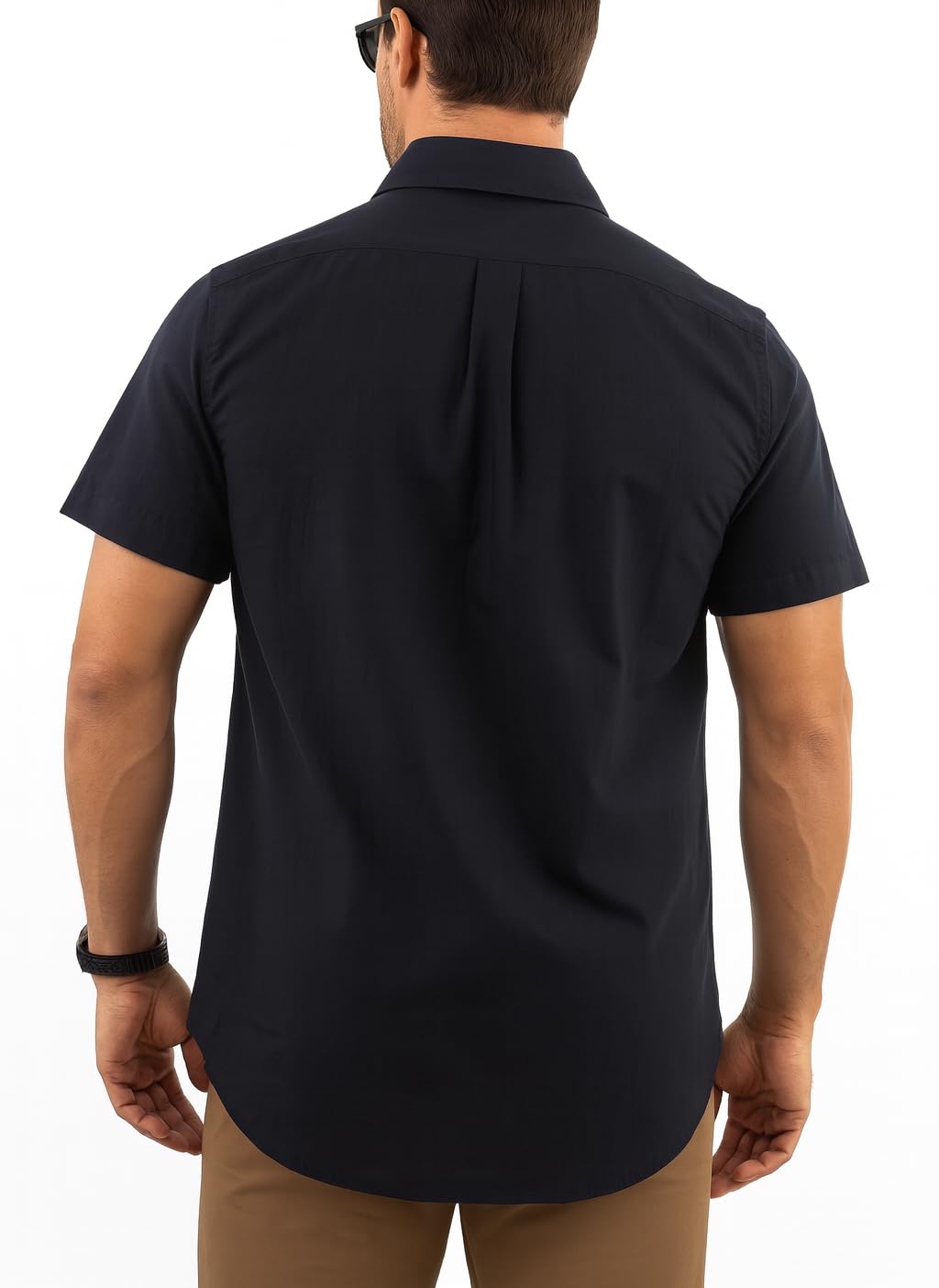 Arber Men's 100% Cotton Short Sleeve Button-Down Shirt, Lightweight & Breathable Casual, S-XXL, Blue/Navy/Yellow
