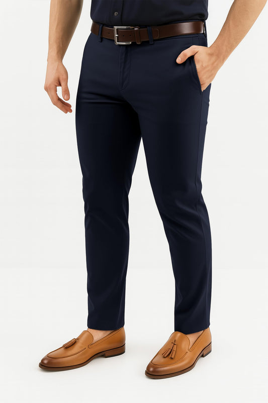 Arber Men's Slim-Fit Stretch Chinos, 97% Cotton/3% Elastane, Flat Front, Breathable, Machine Washable; Gray, Blue, Beige.