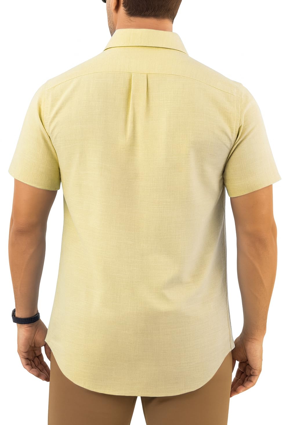 Arber Men's 100% Cotton Short Sleeve Button-Down Shirt, Lightweight & Breathable Casual, S-XXL, Blue/Navy/Yellow