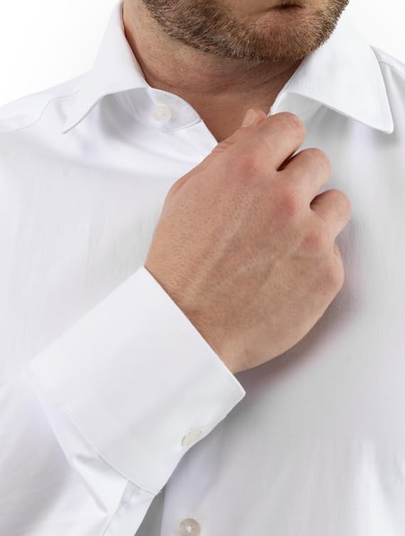 Arber Men's Slim-Fit Cotton Dress Shirt – Long Sleeve Button-Down Collar – Business Formal Office Shirt