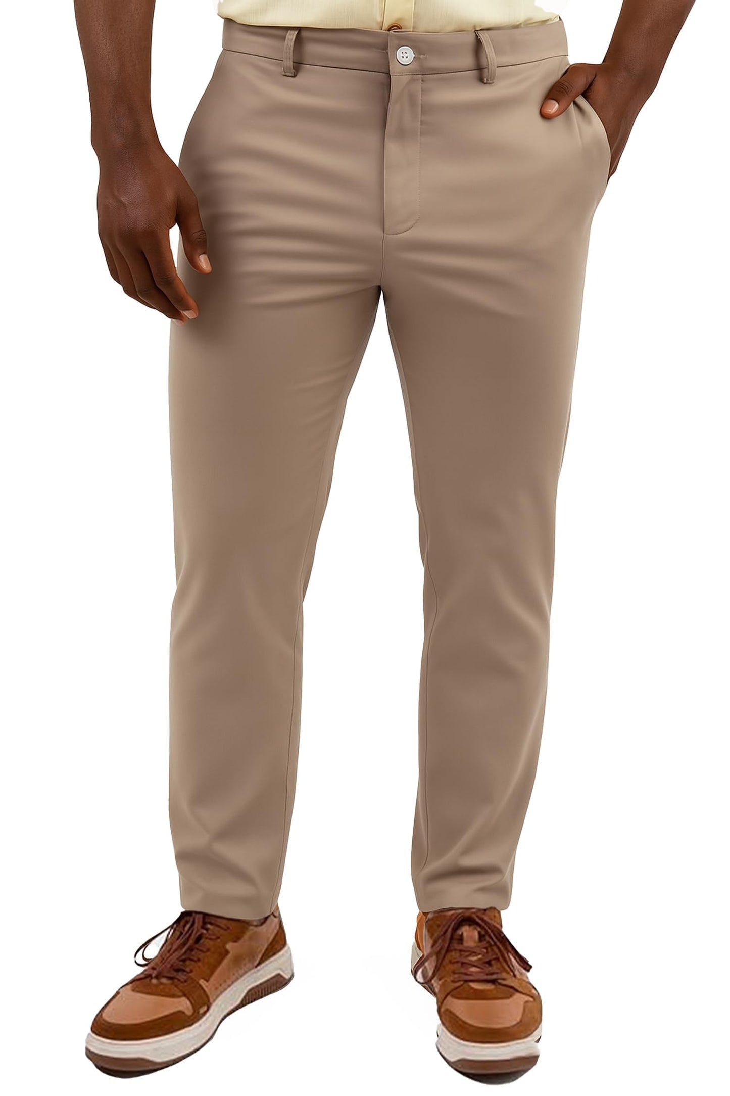 Arber Men's Stretch Chinos, 97% Cotton/3% Elastane, Flat Front, Breathable, Machine Washable; White, Navy or Beige.