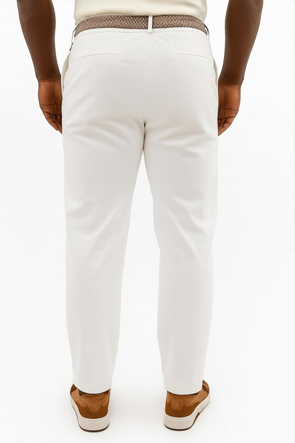 Arber Men's Stretch Chinos, 97% Cotton/3% Elastane, Flat Front, Breathable, Machine Washable; White, Navy or Beige.