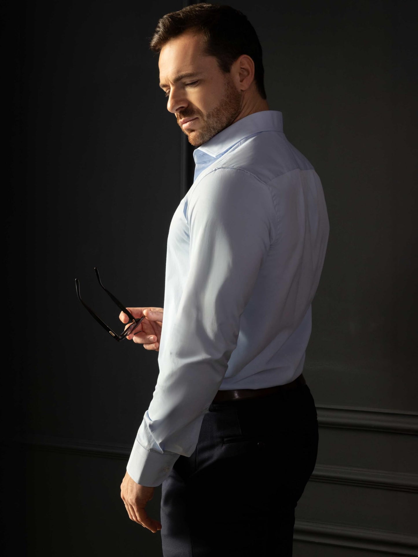 Arber Men's Slim-Fit Cotton Dress Shirt – Long Sleeve Button-Down Collar – Business Formal Office Shirt