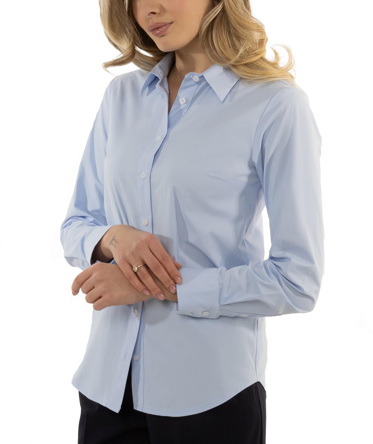Arber Women’s Stretch Cotton-Blend Button Down Dress Shirt – Wrinkle-Resistant Long-Sleeve Collared Blouse for Work & Casual