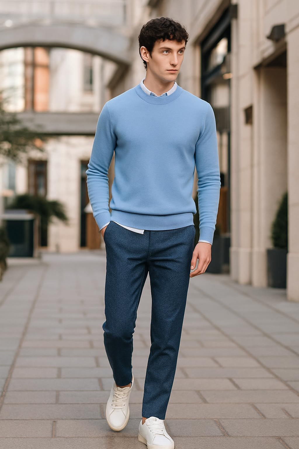 Arber Cotton Men's Knit Crew Neck Sweater – Lightweight Pullover for Office and Everyday Style