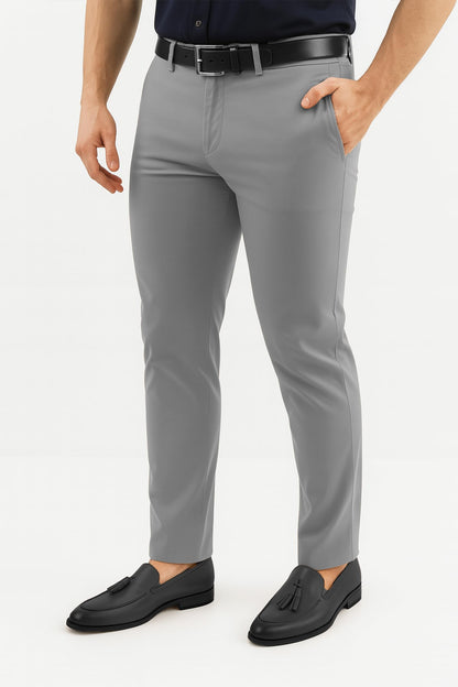 Arber Men's Slim-Fit Stretch Chinos, 97% Cotton/3% Elastane, Flat Front, Breathable, Machine Washable; Gray, Blue, Beige.