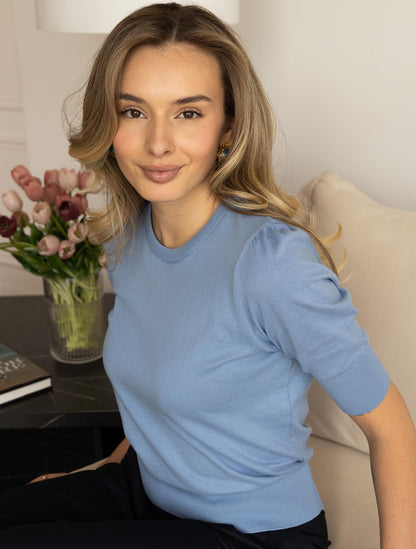Arber Women’s 100% Cotton Short-Sleeve Crewneck Sweater – Lightweight Ribbed-Hem Pullover Knit Top for Work & Casual