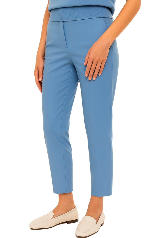 Arber Women's Stretch Cotton Ankle Pants - Slim Tapered Leg, High-Rise Casual & Work, Khaki/Blue