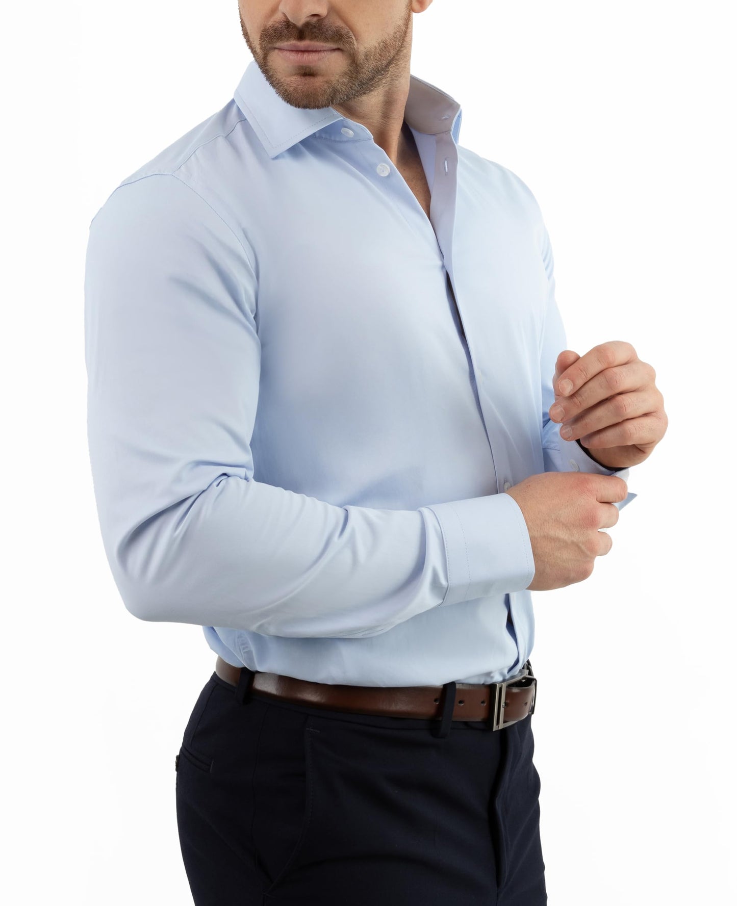 Arber Men's Cotton Dress Shirt – Long Sleeve Button-Down Collar Business Formal Office Shirt for Work or Events