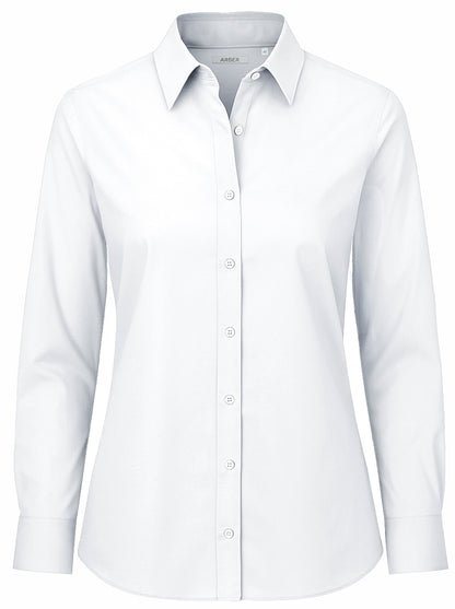 Arber Women’s Stretch Cotton-Blend Button Down Dress Shirt – Wrinkle-Resistant Long-Sleeve Collared Blouse for Work & Casual