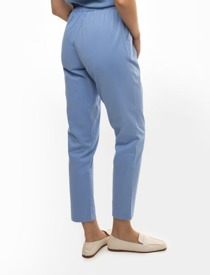 Arber Women's Stretch Cotton Ankle Pants - Slim Tapered Leg, High-Rise Casual & Work, Khaki/Blue