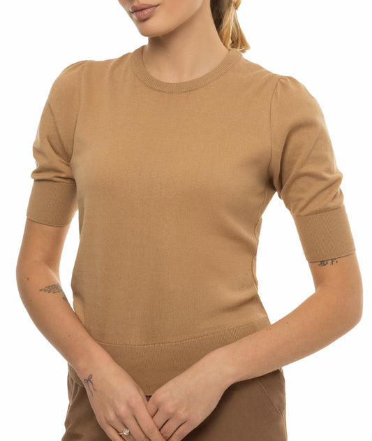 Arber Women’s 100% Cotton Short-Sleeve Crewneck Sweater – Lightweight Ribbed-Hem Pullover Knit Top for Work & Casual