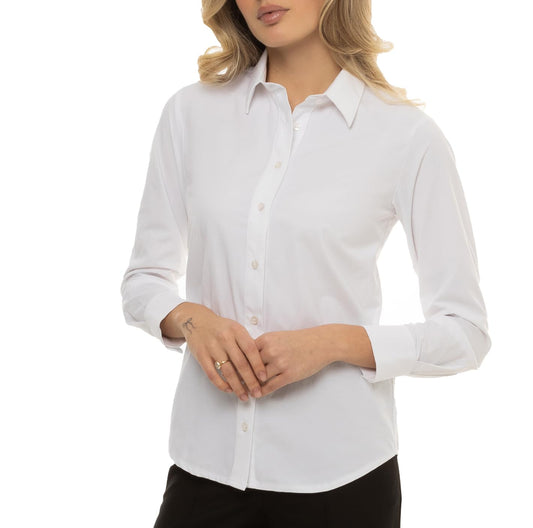 Arber Women’s Stretch Cotton-Blend Button Down Dress Shirt – Wrinkle-Resistant Long-Sleeve Collared Blouse for Work & Casual