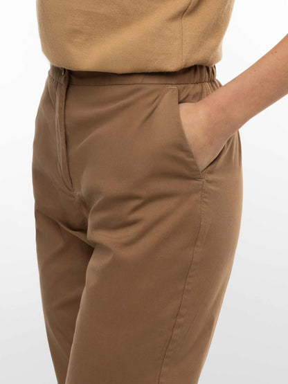 Arber Women's Stretch Cotton Ankle Pants - Slim Tapered Leg, High-Rise Casual & Work, Khaki/Blue