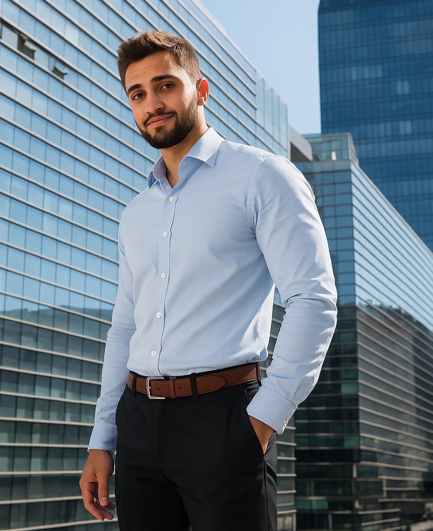 Arber Men's Cotton Dress Shirt – Long Sleeve Button-Down Collar Business Formal Office Shirt for Work or Events