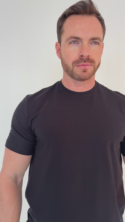 Arber Men's Cotton Crew Neck Short Sleeve T-Shirt, Soft Classic Fit, S-3XL, Black Navy White