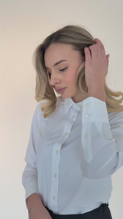 Arber Women’s Stretch Cotton-Blend Button Down Dress Shirt – Wrinkle-Resistant Long-Sleeve Collared Blouse for Work & Casual