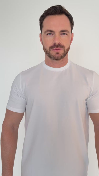 Arber Men's Cotton Crew Neck Short Sleeve T-Shirt, Soft Classic Fit, S-3XL, Black Navy White