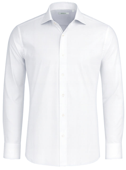 Arber Men's Cotton Dress Shirt – Long Sleeve Button-Down Collar Business Formal Office Shirt for Work or Events
